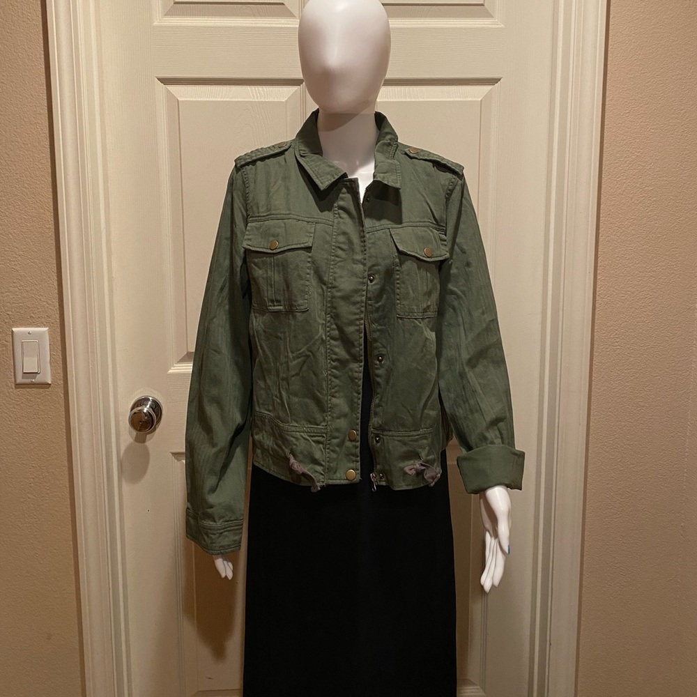 Olive green jacket. Light weight.